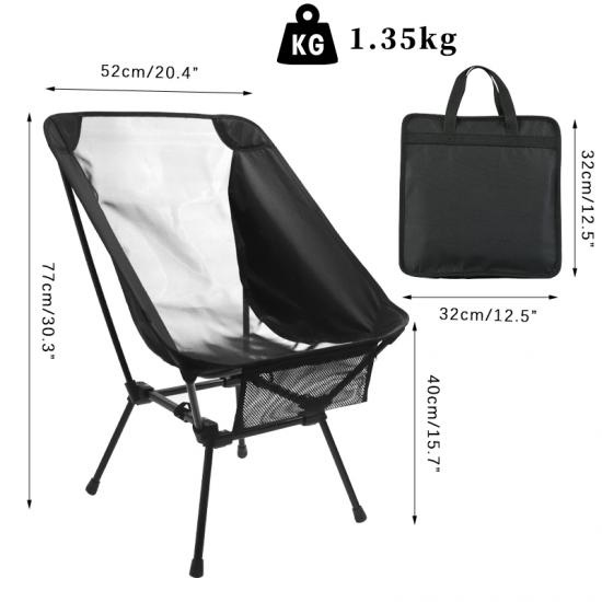 Silla de camping plegable para exteriores con mochila de malla transparente
