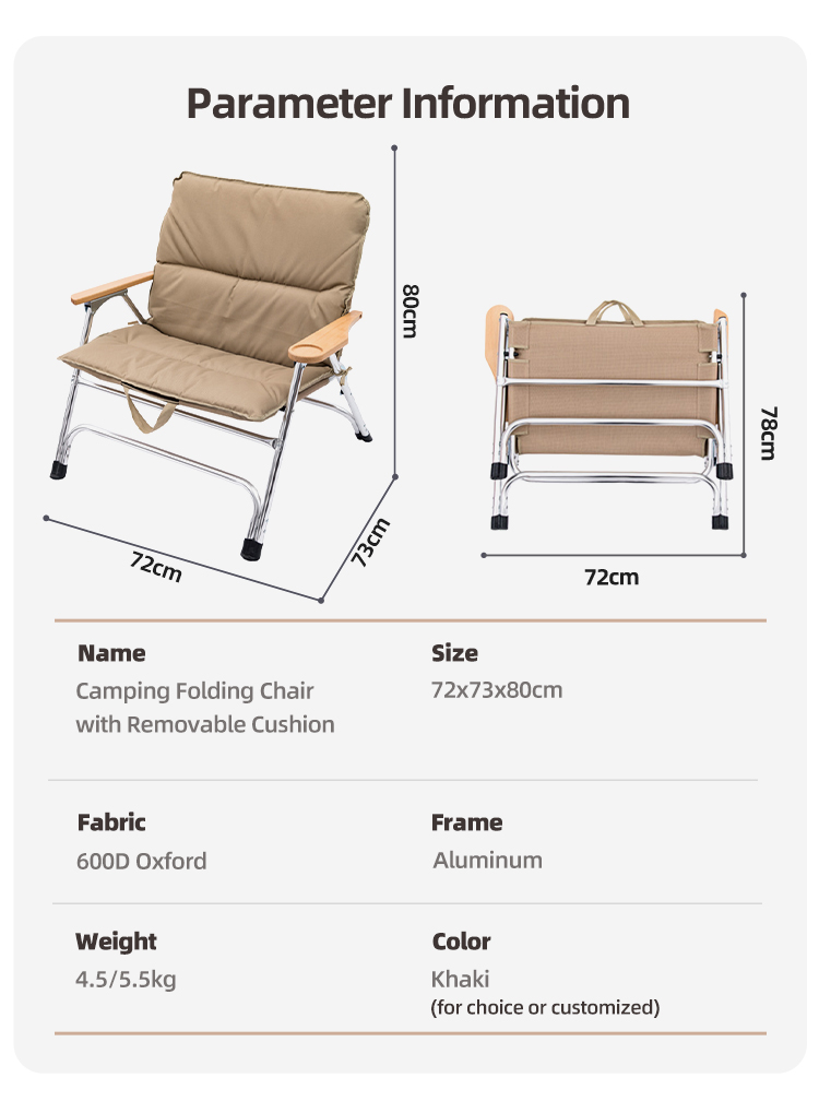 Sillones plegables de aluminio para acampar en invierno con cojín grueso