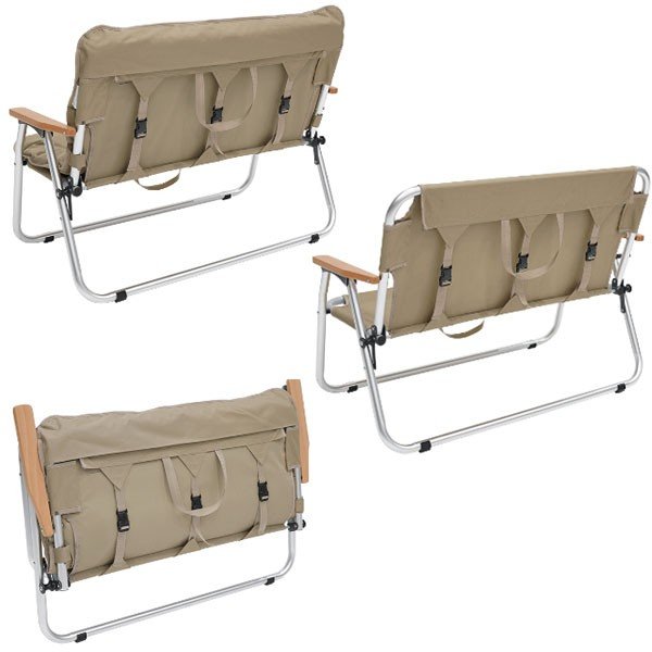 Silla de camping para dos personas al aire libre con cojín extraíble