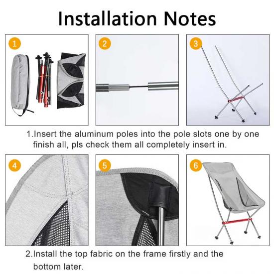 Silla de camping plegable de aluminio ultraligera - Silla de playa portátil