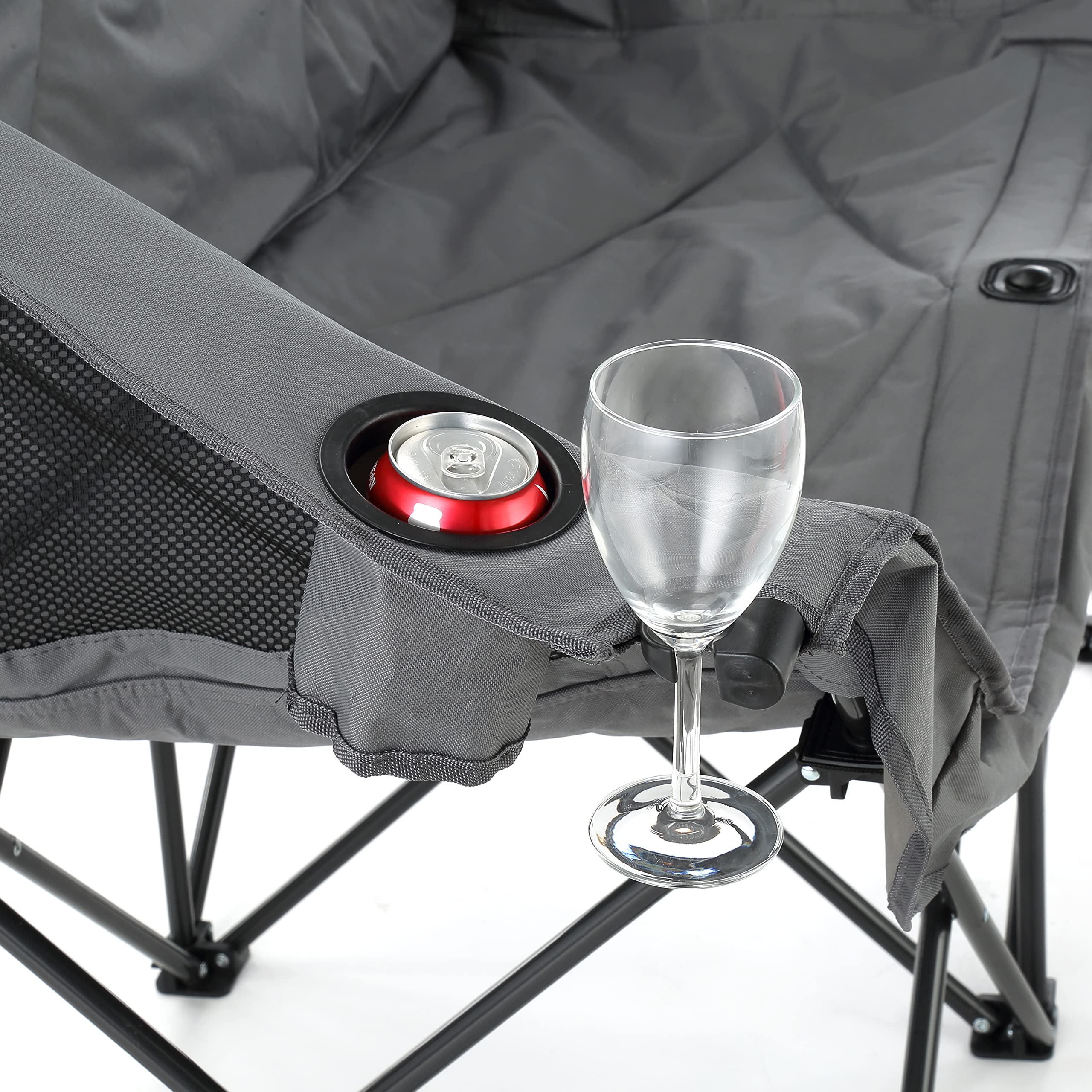 Silla de playa para acampar gruesa de dos asientos con reposabrazos
