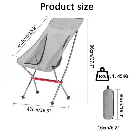 Silla de camping plegable de aluminio ultraligera - Silla de playa portátil