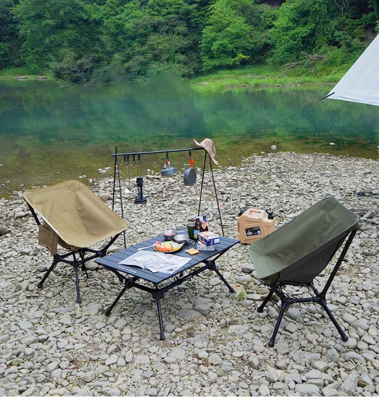 Silla de camping plegable de aluminio con tubo engrosado: capacidad de trabajo pesado, portátil, patas telescópicas
