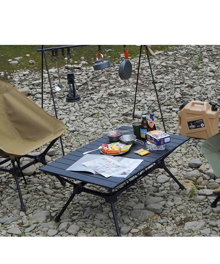 Mesa de camping plegable de aluminio 7075, exquisita, con forma de huevo y altura ajustable