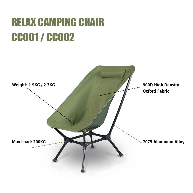 Silla de camping plegable de aluminio con tubo engrosado: capacidad de trabajo pesado, portátil, patas telescópicas