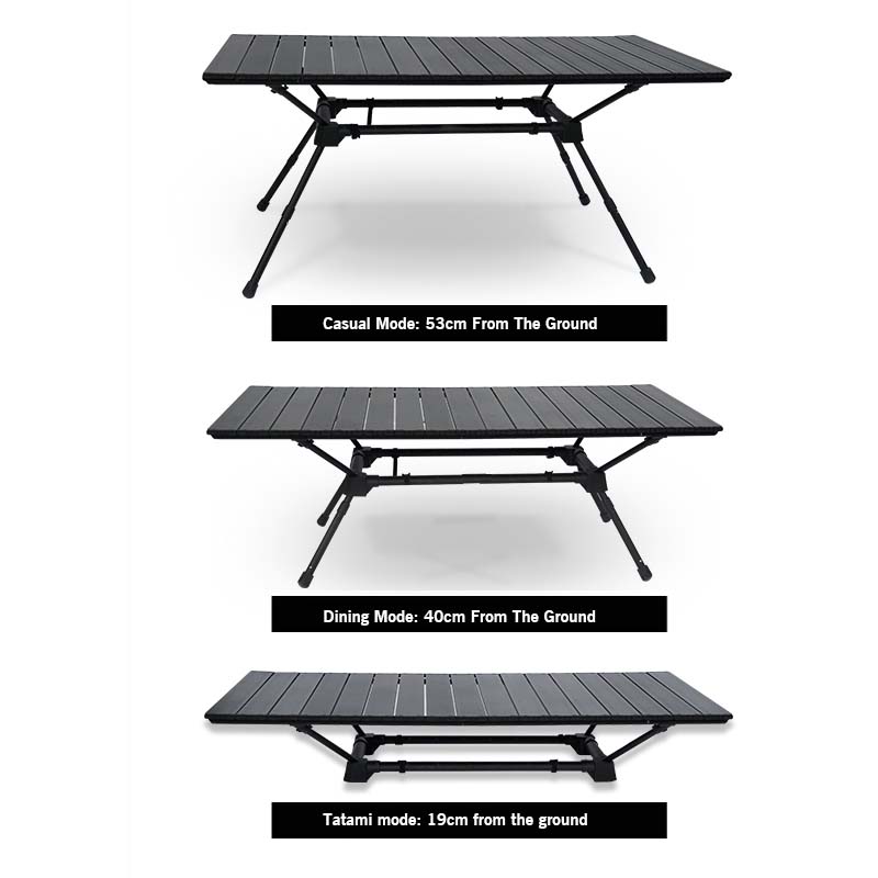 Mesa de camping plegable de aluminio 7075, exquisita, con forma de huevo y altura ajustable
