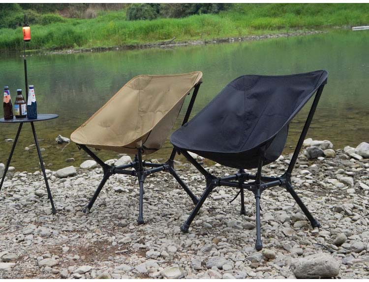 Silla de camping plegable de aluminio con tubo engrosado: capacidad de trabajo pesado, portátil, patas telescópicas