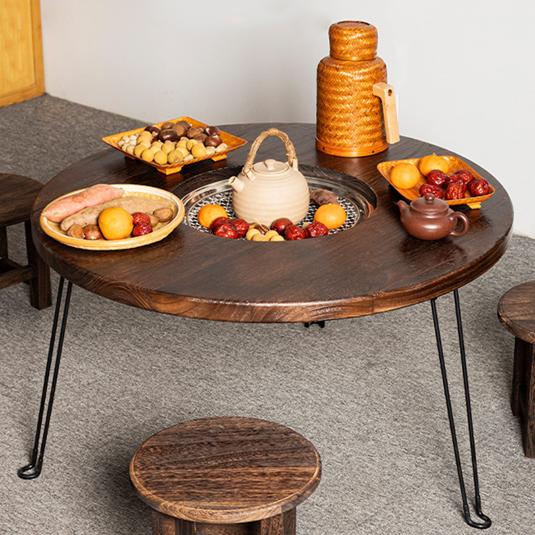 Mesa de picnic ultraligera plegable para acampar, redonda, para beber y hacer barbacoas