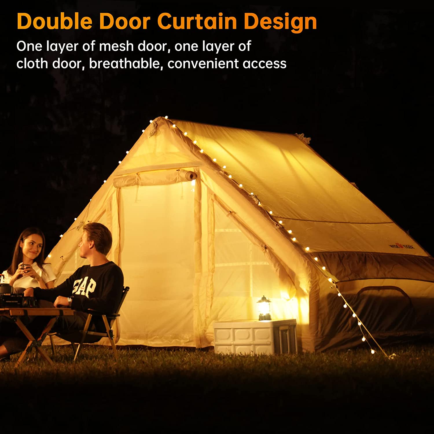 Tienda inflable de lona de lujo glamping de 6.3/12㎡ con poste de aire