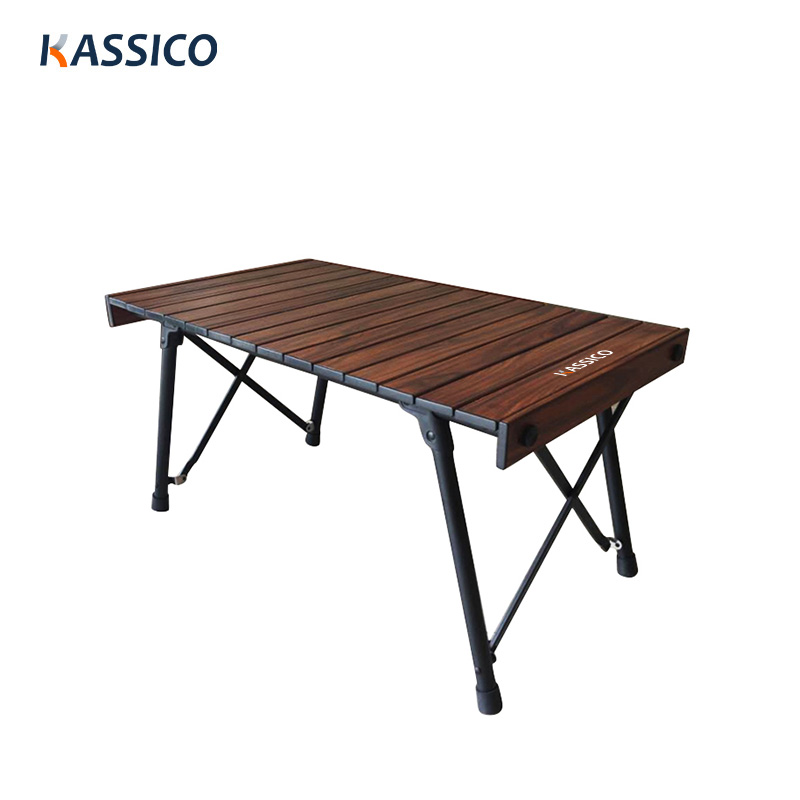 Mesa de camping plegable y enrollable de aluminio