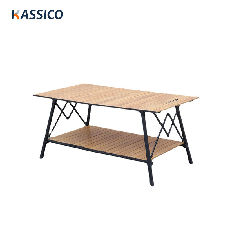 Mesa de camping plegable de aluminio de doble capa