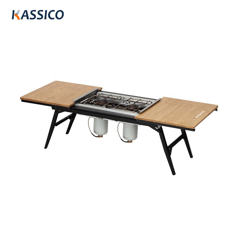 Mesa de camping plegable IGT para exteriores con hornillo para picnic