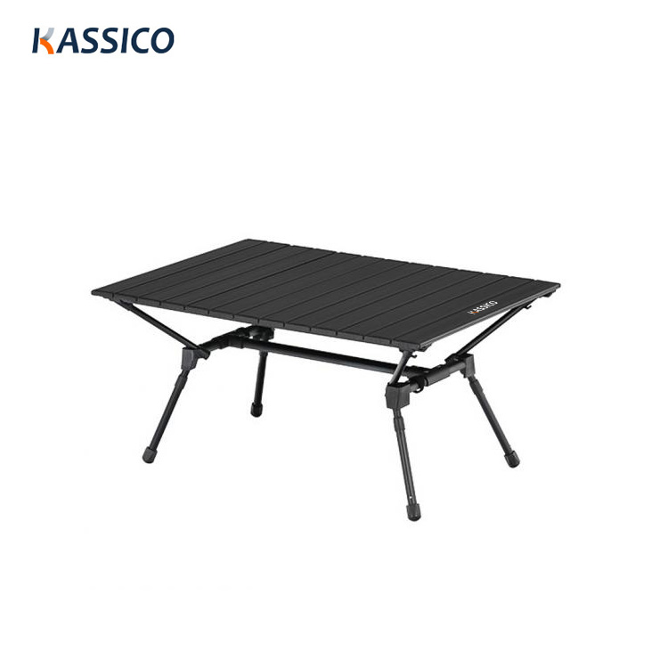 Mesa de camping plegable de aluminio, ligera y portátil, con patas telescópicas