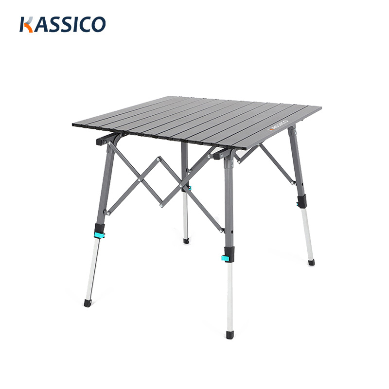 Mesa plegable de aleación de aluminio con altura ajustable para exteriores