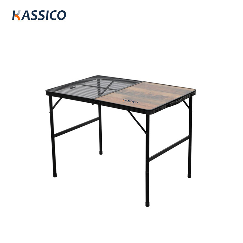 Mesa de exterior de doble capa: 1 mesa de aluminio MDF, 1 mesa de rejilla