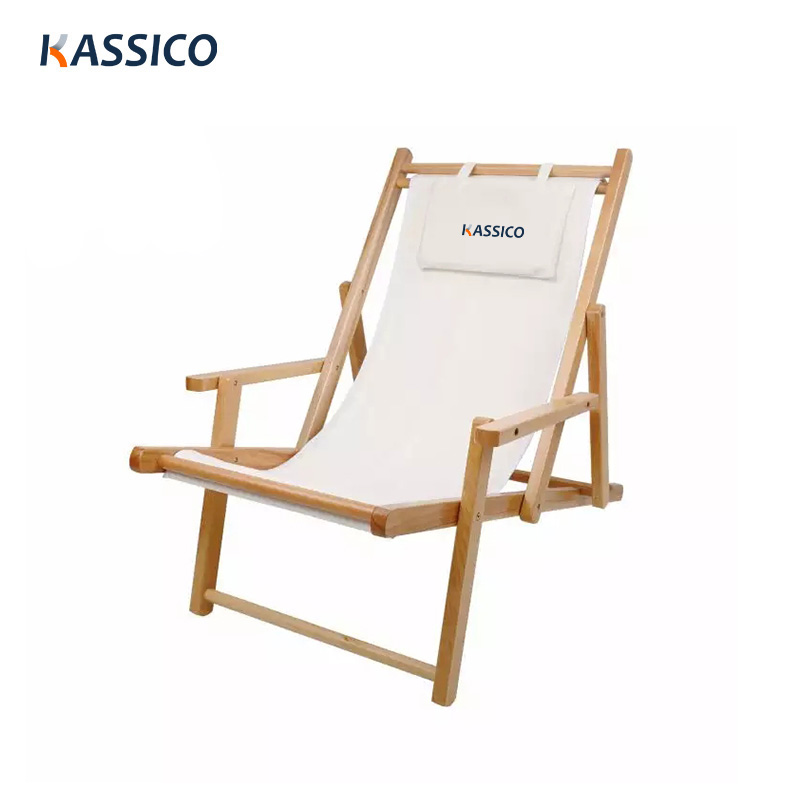Silla reclinable de madera ajustable de 3 velocidades para playa, camping y jardín
