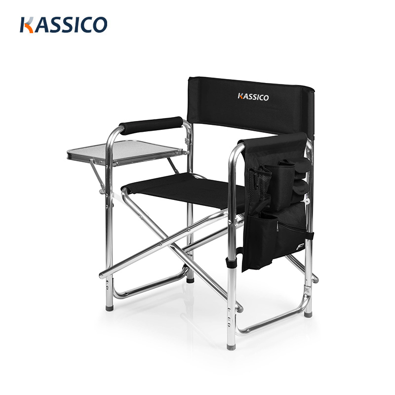 Silla de director plegable portátil para acampar con mesa auxiliar