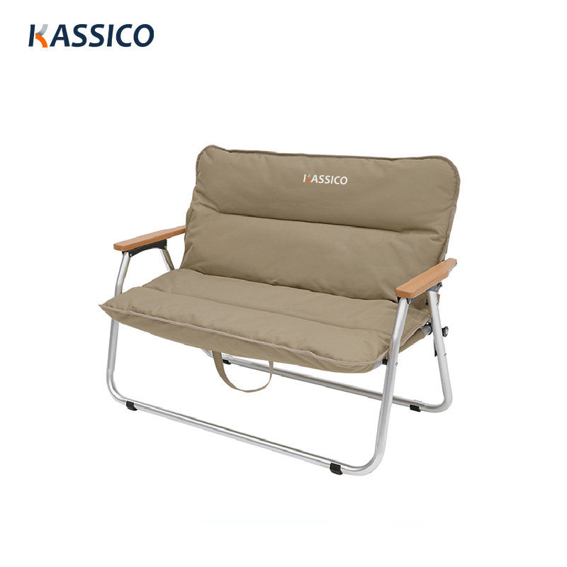 Silla de camping para dos personas al aire libre con cojín extraíble