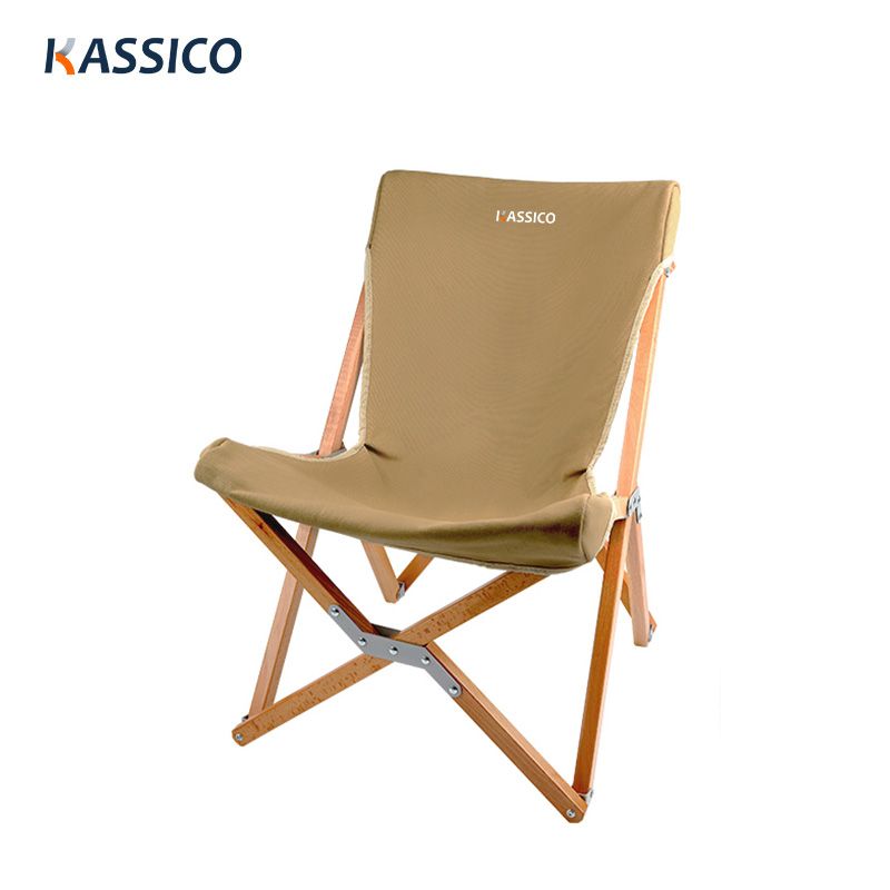 Silla de camping de madera con madera de haya y lona