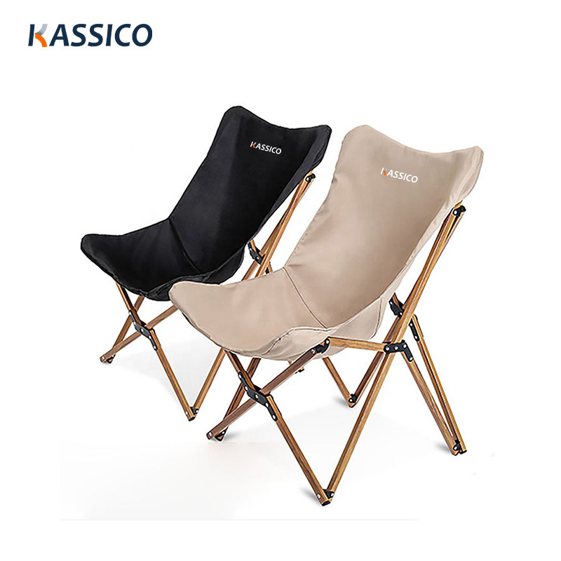 Silla de camping plegable con estructura de aluminio y forma de mariposa