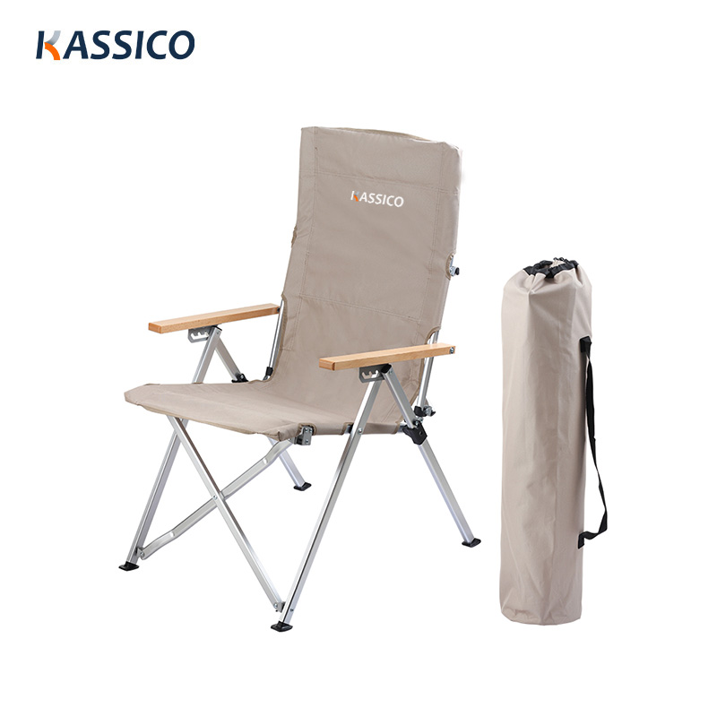 Silla de camping plegable de aluminio ajustable con mochila de 4 pasos