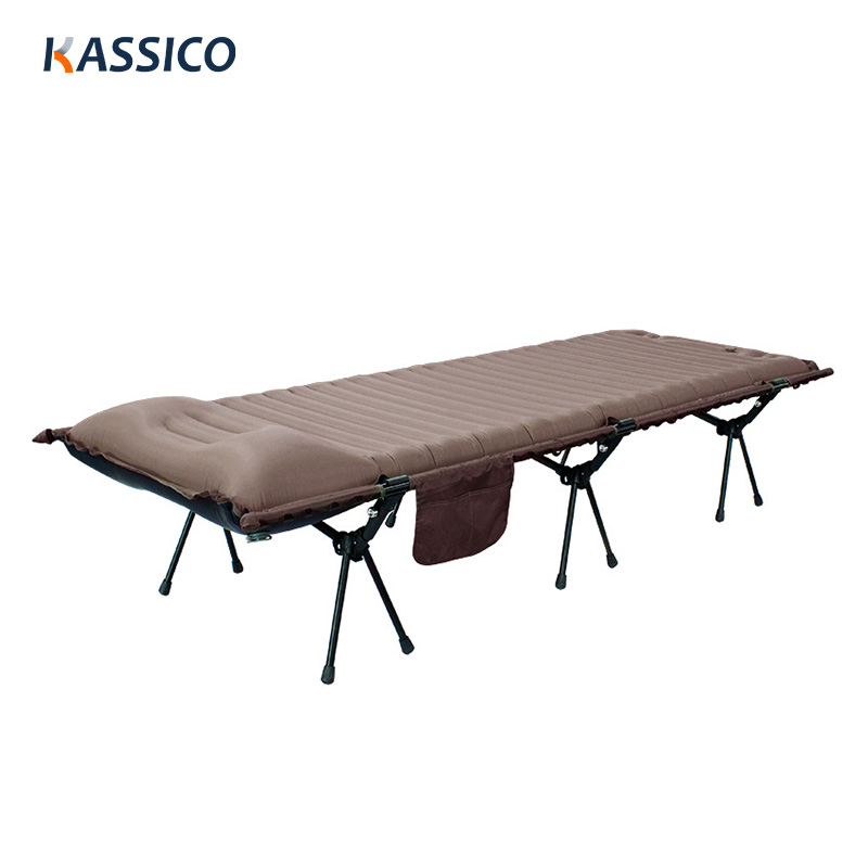 Cama de camping plegable de aluminio con colchón inflable