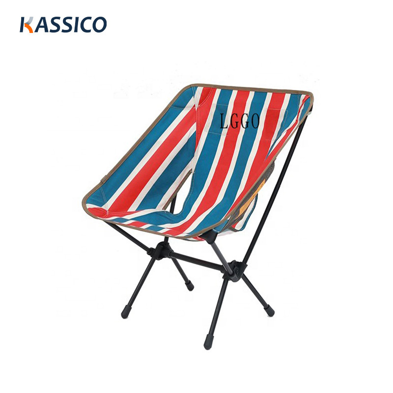 Silla de camping plegable portátil para pesca con tela colorida y bolsa de almacenamiento