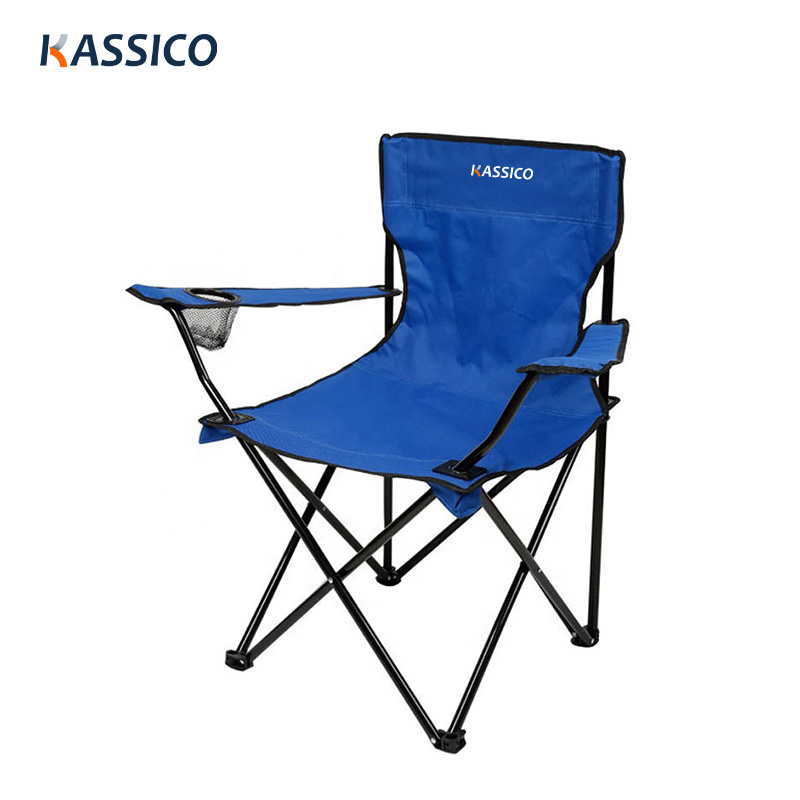 Silla de playa plegable - Asiento de pesca con reposabrazos y portavasos
