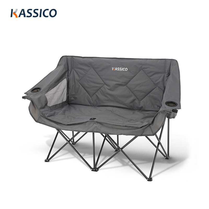 Silla de playa para acampar gruesa de dos asientos con reposabrazos