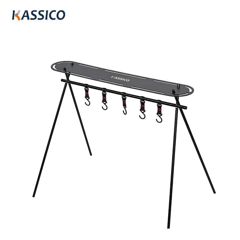 Estante de almacenamiento plegable de aluminio triangular para acampar con mesa superior