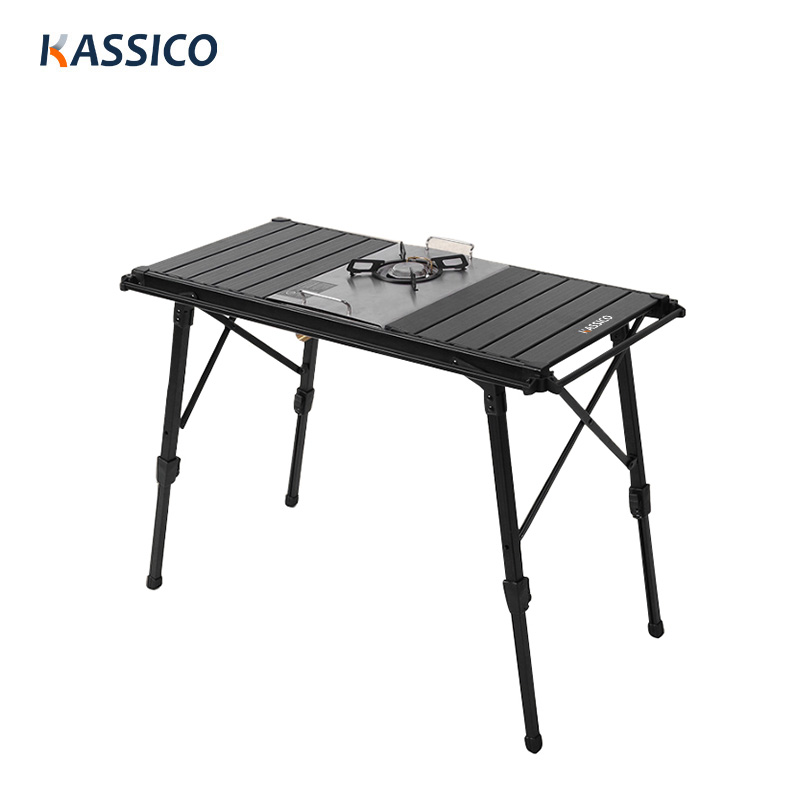 Mesa plegable de aluminio para parrilla de barbacoa, altura ajustable, portátil, ligera, 2023