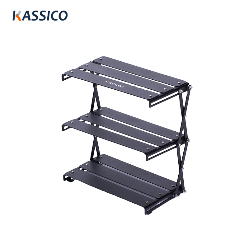 Estante de escritorio plegable para acampar al aire libre: estante de almacenamiento de 3 capas