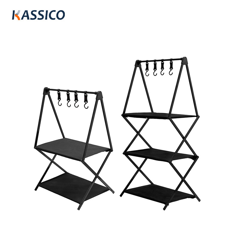 Estantes de almacenamiento plegables de aluminio para acampar: doble y triple capa
