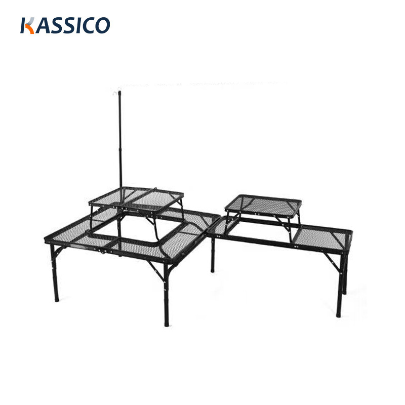 Mesa plegable para fogatas y picnic: mesa resistente y ligera con elevación y descenso