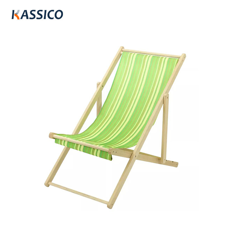 Sillón reclinable plegable de madera para playa, patio y camping