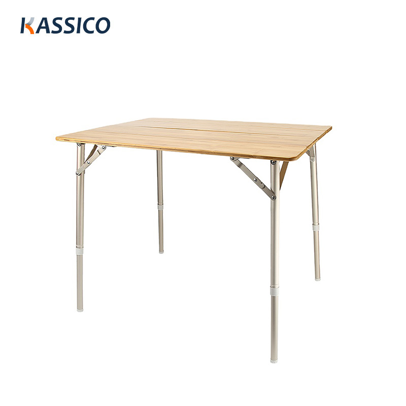 Mesa de camping plegable de bambú para picnic al aire libre, patio, jardín y playa