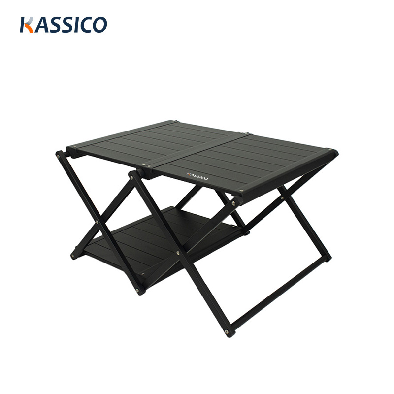 Estante plegable para acampar y mesa de picnic 2 en 1: estante de almacenamiento de escritorio