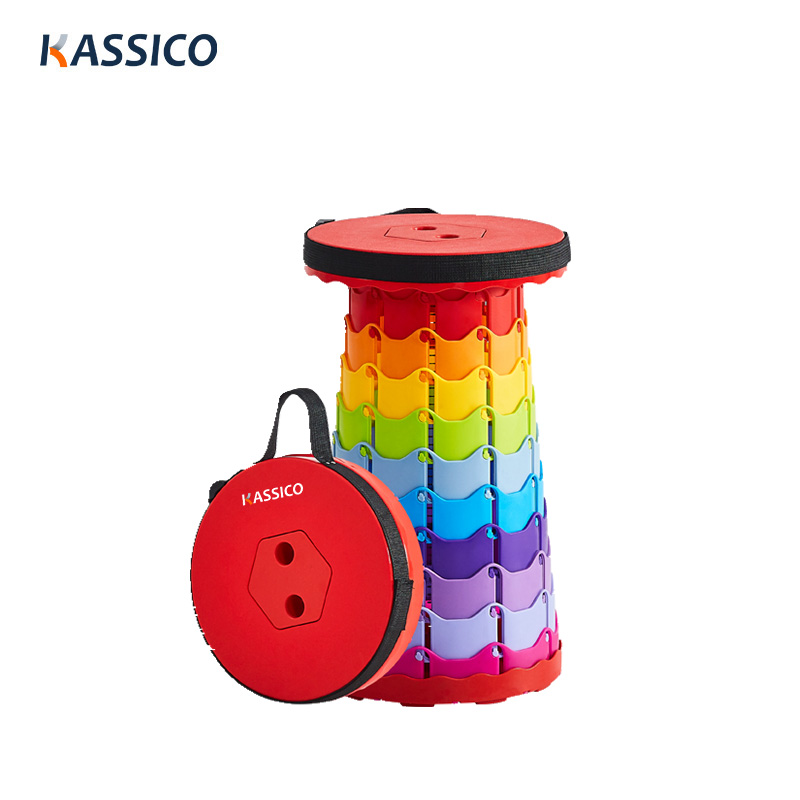 Taburete telescópico plegable y ajustable en altura