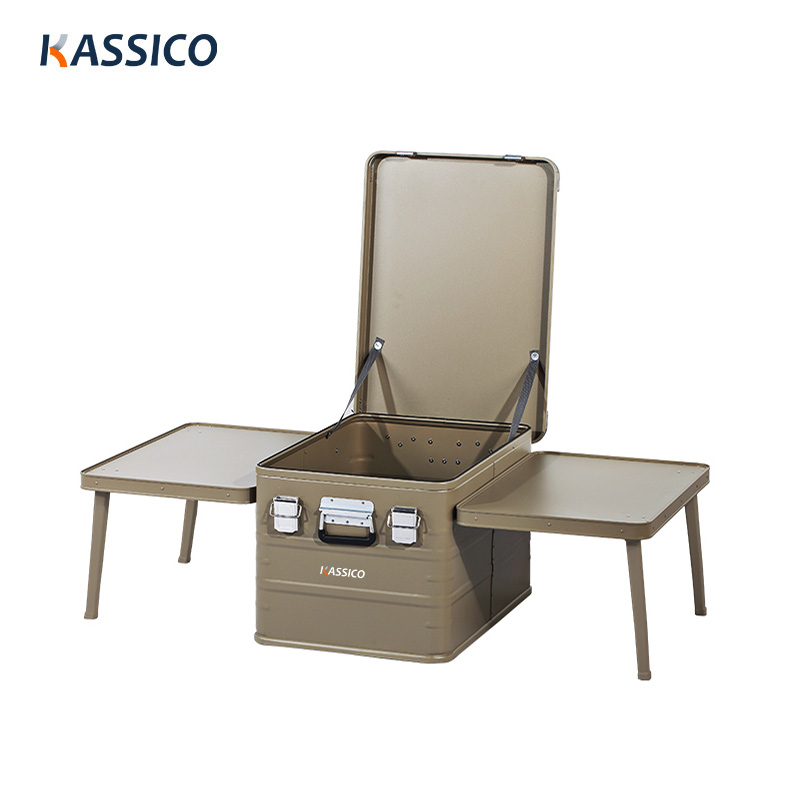 Caja de cocina para acampar de aluminio para exteriores y estación de cocina