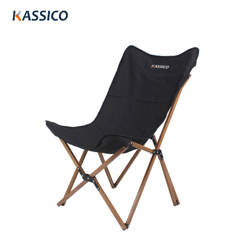 Silla plegable tipo mariposa de aluminio con veta de madera para acampar, hacer senderismo, fiestas en el jardín y pescar