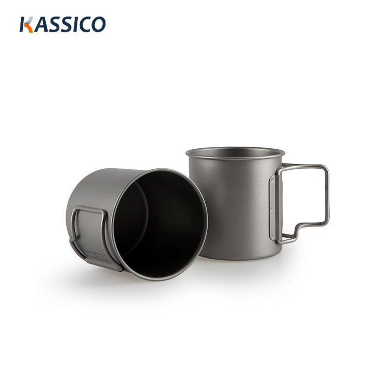 Taza de viaje ultraligera de titanio de 220 ml/300 ml para acampar, hacer senderismo y pescar