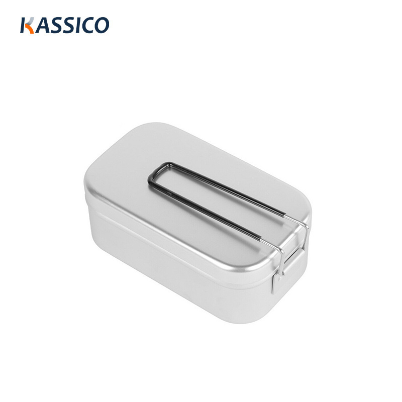 Caja de almacenamiento de alimentos de aluminio para acampar de 0.8 l/1 l