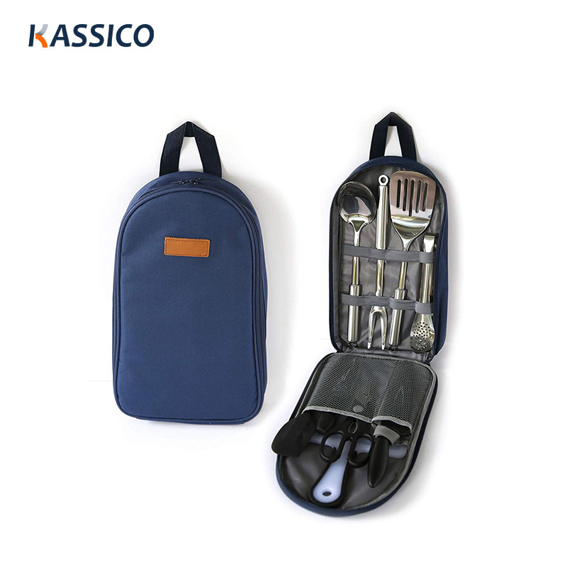 Juego de 9 organizadores de utensilios de cocina para campamento | Utensilios de cocina de acero inoxidable