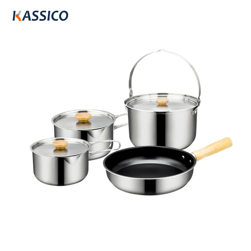 Juego de utensilios de cocina para acampar de acero inoxidable 304