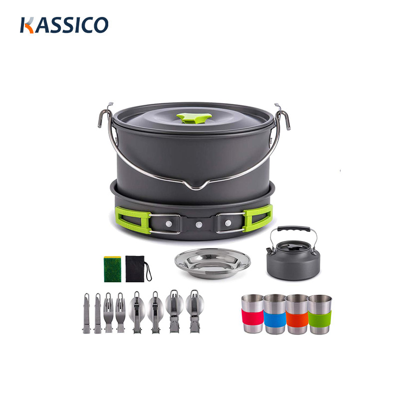 Juego de utensilios de cocina para acampar de 21 piezas | Utensilios de cocina portátiles apilables