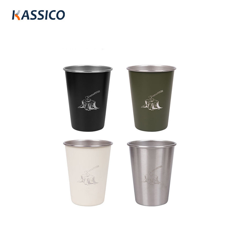 Vaso de agua para acampar al aire libre de acero inoxidable 304 - Juego de cuatro piezas