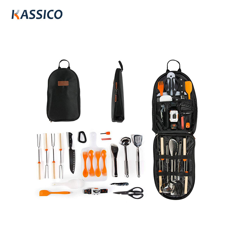 21 piezas de utensilios de cocina para acampar, kits de cocina para viajes