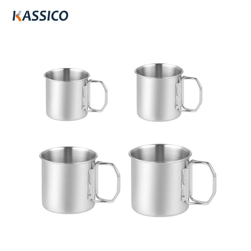 Vaso de agua plegable de acero inoxidable de 260-660 ml para llevar en el exterior, para acampar y picnic