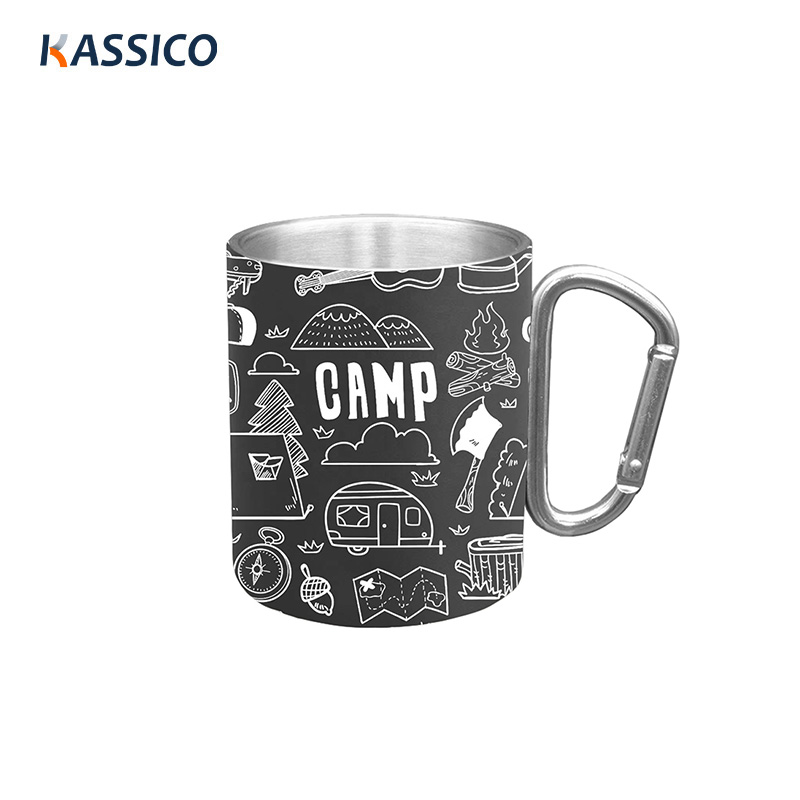 Taza de café de acero inoxidable de doble pared de 450 ml para acampar al aire libre