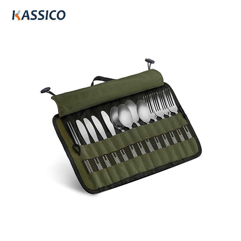 Juego de 13 utensilios de picnic de acero inoxidable